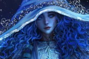艾尔登法环 菈妮 白雪女巫 蓝发 厚涂艺术 冷色调